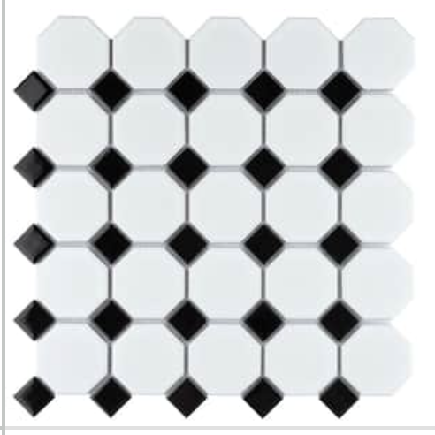 Daltile Octagon and Dot Matte White with Black Dot