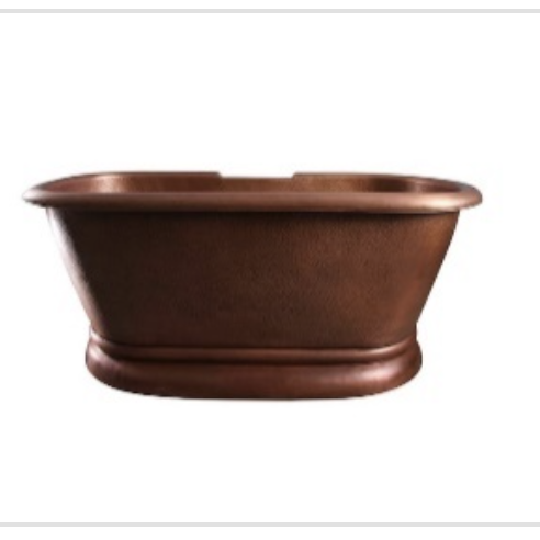 Reedley 60 in. Copper Double Roll Top Flatbottom Non-Whirlpool
